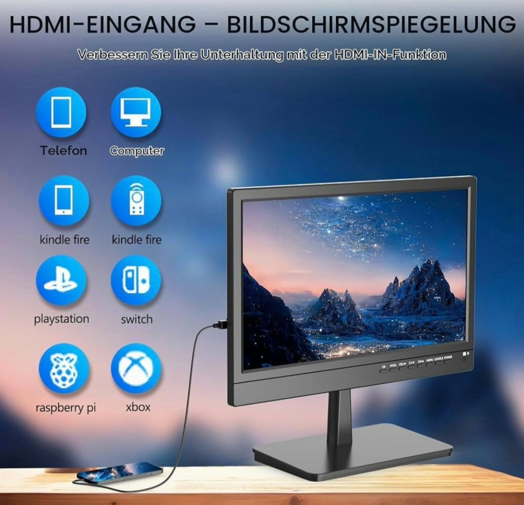 14-Zoll-Fernseher TV, 1080p Kleine TV-Bildschirme, Integrierter Digital-Tuner T2 LED
