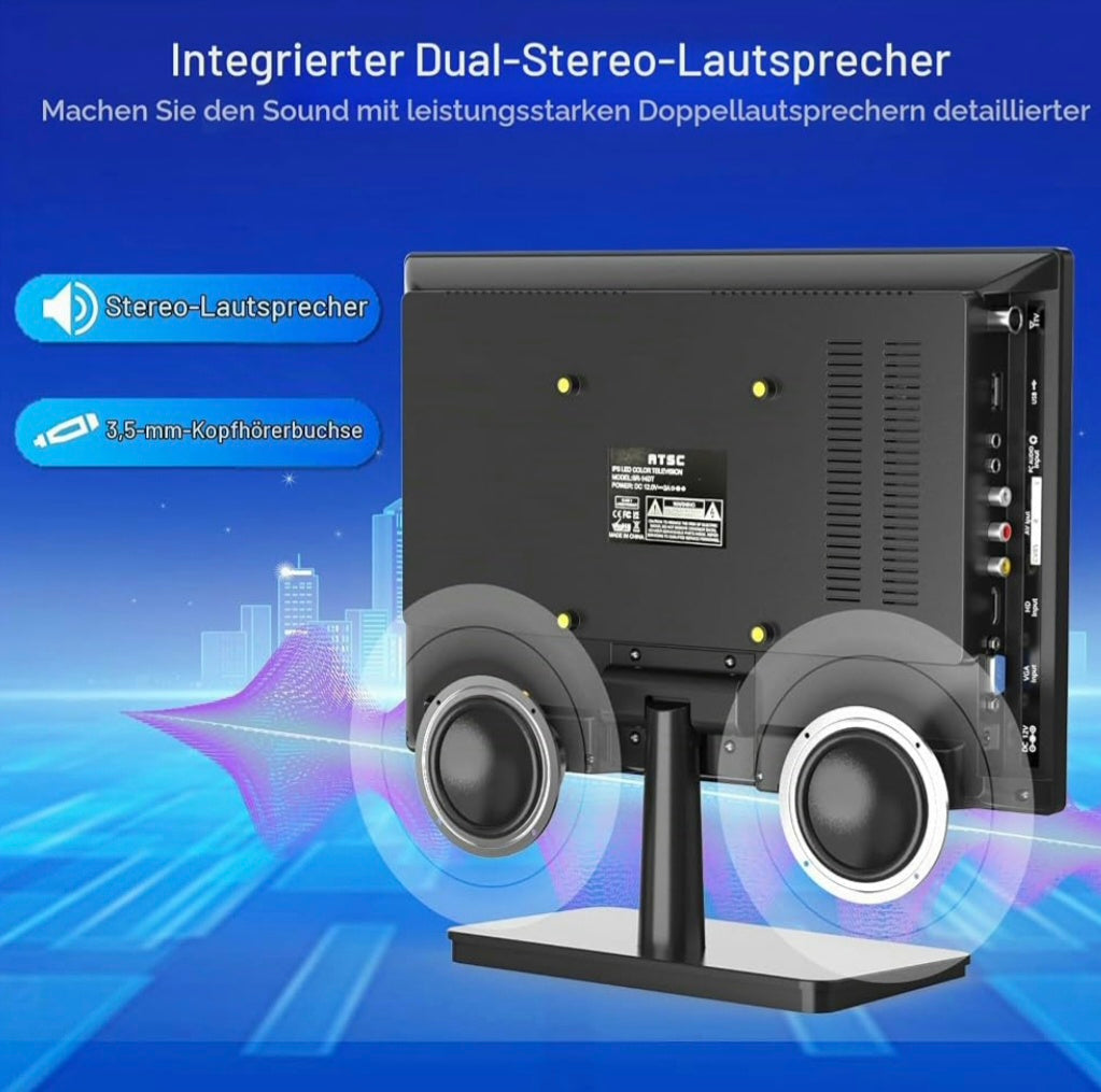 14-Zoll-Fernseher TV, 1080p Kleine TV-Bildschirme, Integrierter Digital-Tuner T2 LED