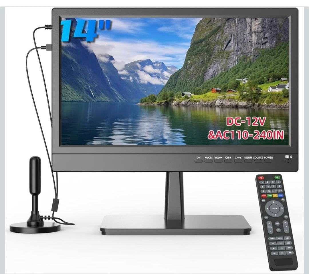 14-Zoll-Fernseher TV, 1080p Kleine TV-Bildschirme, Integrierter Digital-Tuner T2 LED