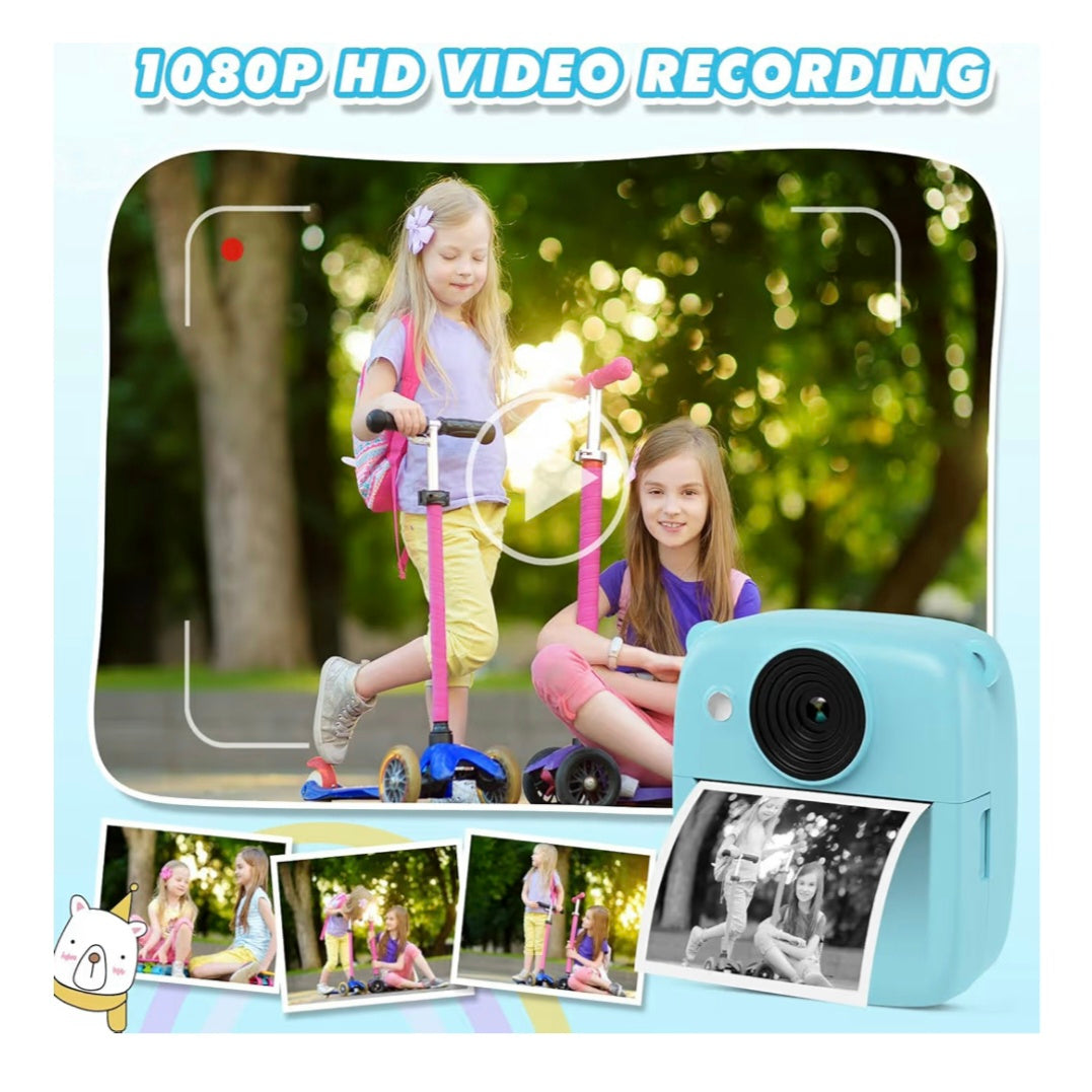 CalineGam Kinderkamera Sofortbildkamera, 1080P HD Digitalkamera 32GB Karte