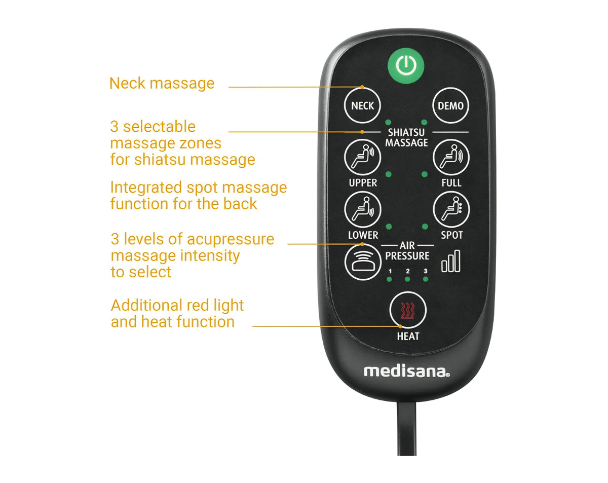 Medisana MC 825 Shiatsu-Massagesitzauflage für Nacken, Schultern und Rücken