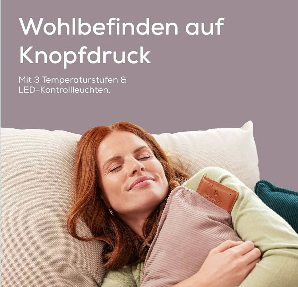 Beurer Heaty taupe Heizkissen, kabelloses Heizkissen mit Akku, Wärmekissen mit Abschaltautomatik und 3 Temperaturstufen