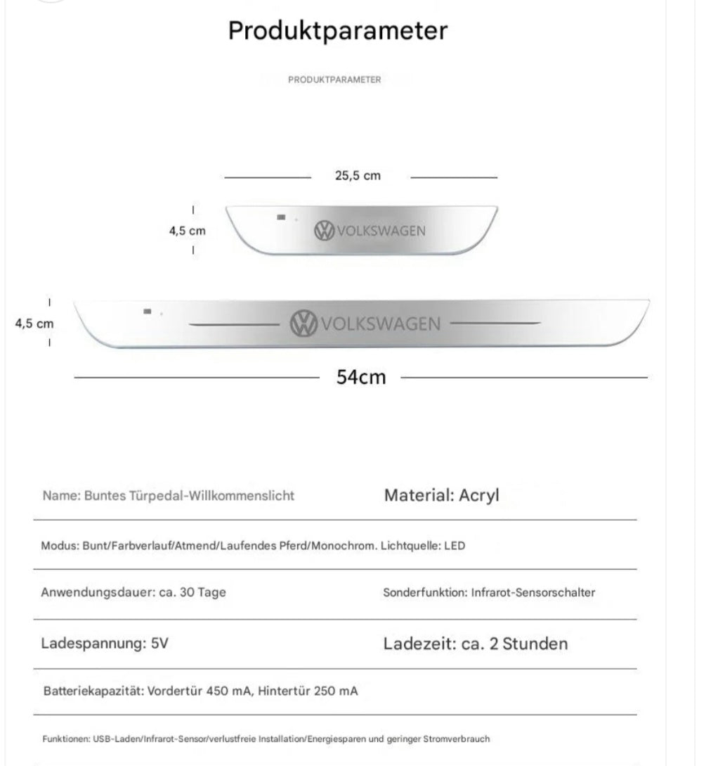 LED Einstiegsleisten Türschwellerbeleuchtung für VW magnetisch kompatibel mit Volkswagen Fahrzeuge